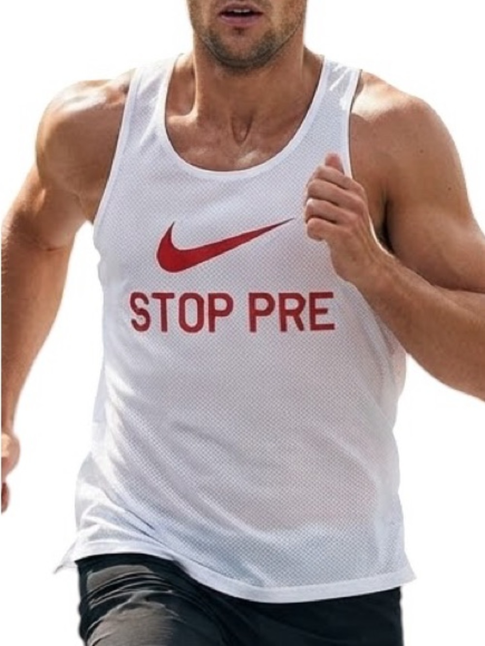 NIKE Dri-FIT "Stop Pre" Running Singlet Tank Top Size XL White
